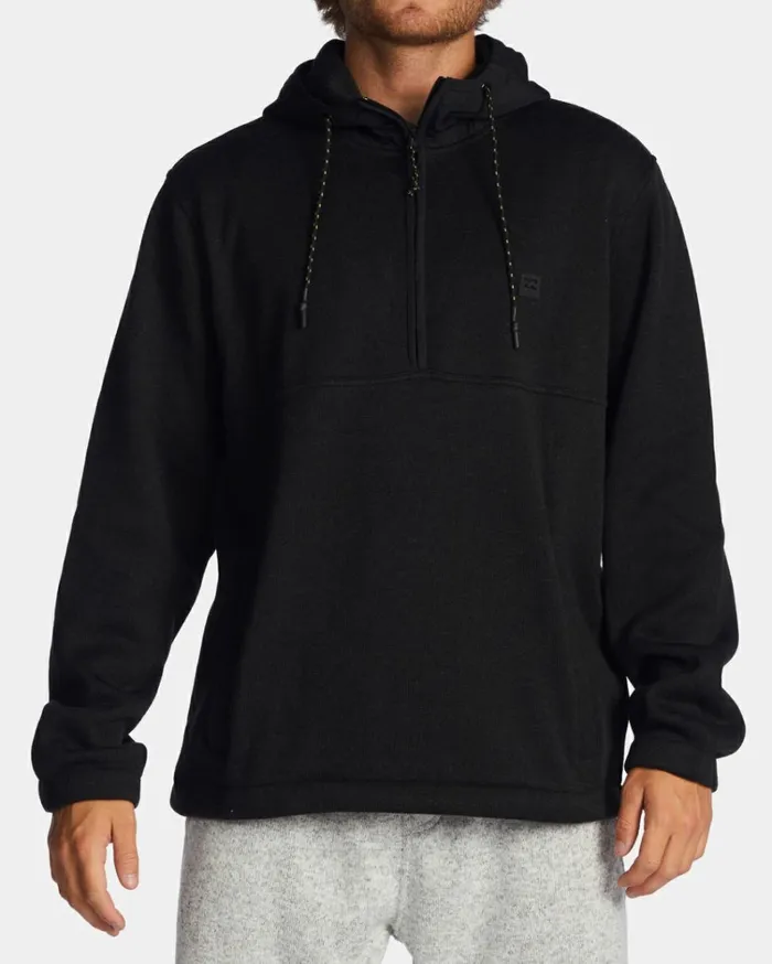 ADiv Boundary Hooded HalfZip Pullover Black Heather Men Billabong Hoodies and Fleece