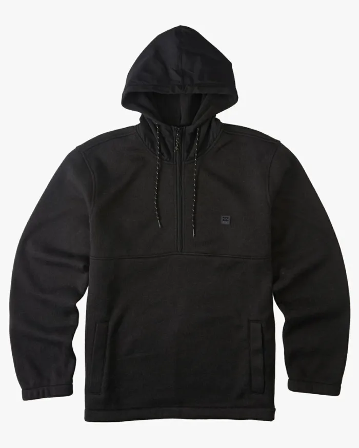 ADiv Boundary Hooded HalfZip Pullover Black Heather Men Billabong Hoodies and Fleece