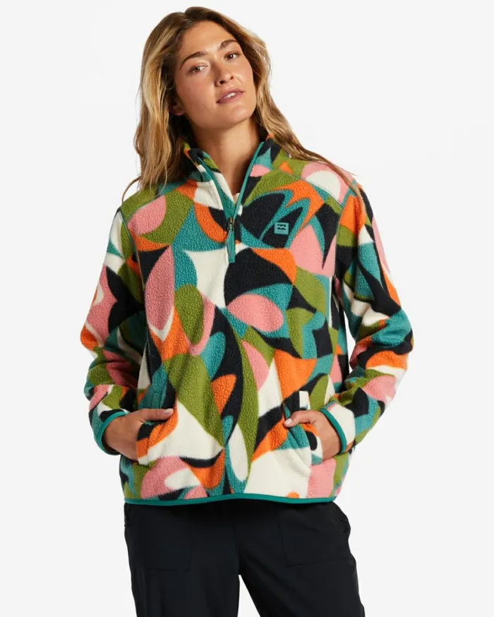 ADiv Boundary Mock 3 HalfZip Pullover Sweatshirt Pink Coral Women Billabong Sweatshirts and Fleece