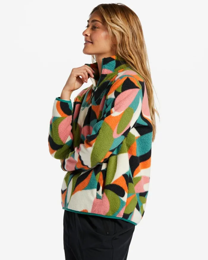 ADiv Boundary Mock 3 HalfZip Pullover Sweatshirt Pink Coral Women Billabong Sweatshirts and Fleece