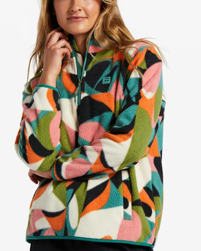 ADiv Boundary Mock 3 HalfZip Pullover Sweatshirt Pink Coral Women Billabong Sweatshirts and Fleece
