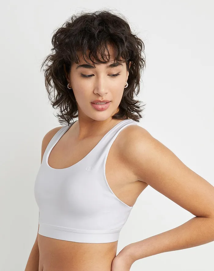 Absolute Strappy Sports Bra C Logo White Women Champion Sports Bras and Bralettes