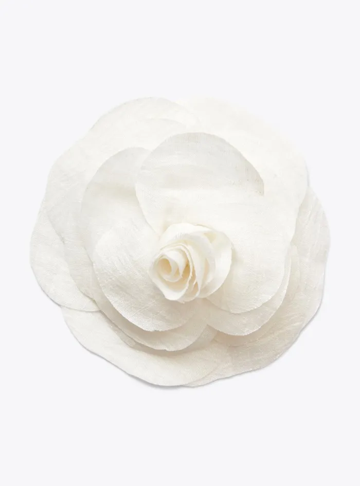 Accessories Girl 216 Il Gufo Flower Brooch In Shantung Silk