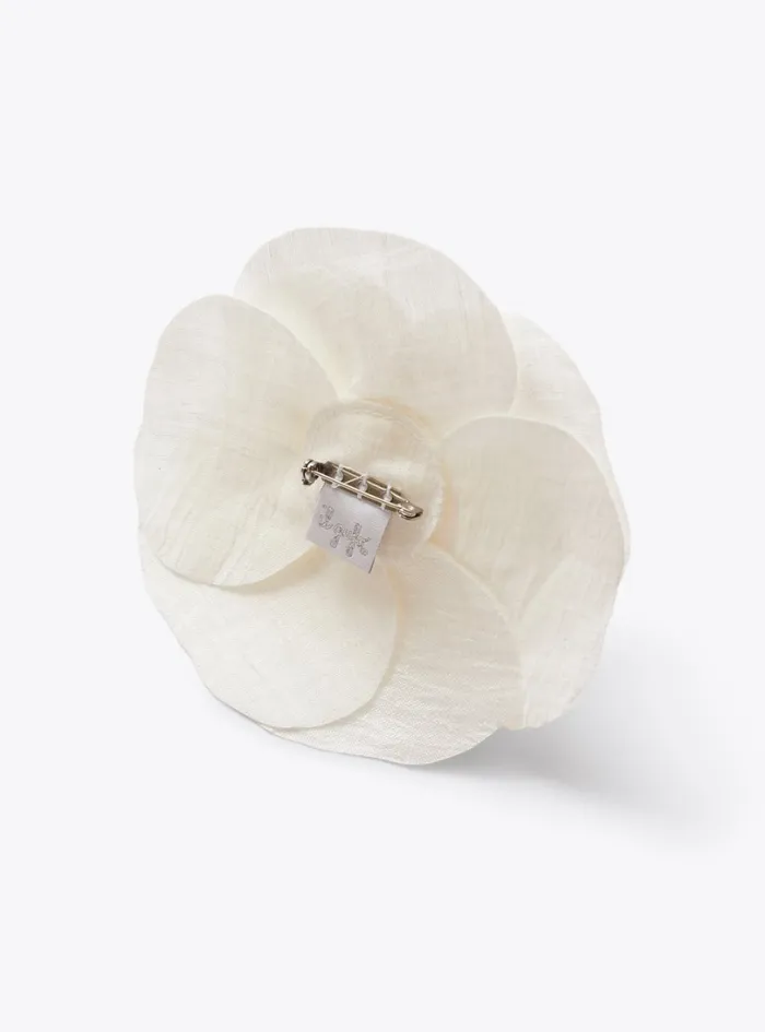 Accessories Girl 216 Il Gufo Flower Brooch In Shantung Silk