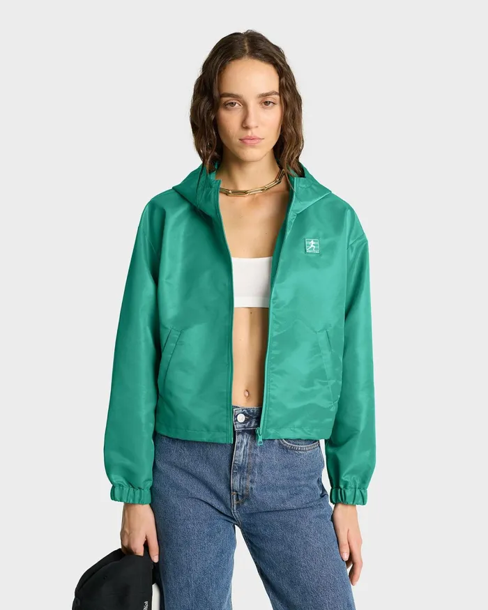 Activewear Women Sporty and Rich Running Woman Nylon Windbreaker 8211 Spring GreenWhite
