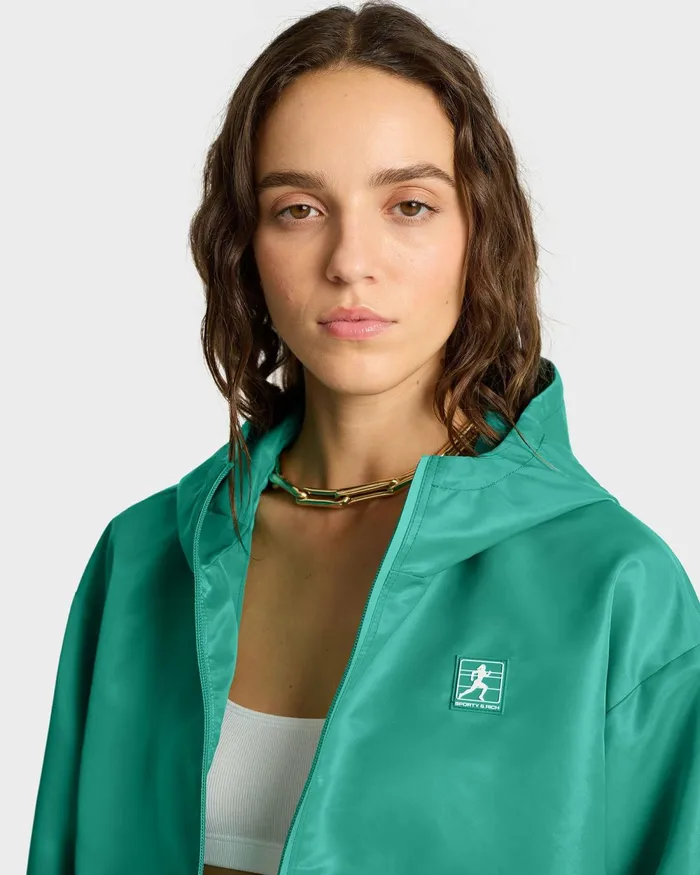 Activewear Women Sporty and Rich Running Woman Nylon Windbreaker 8211 Spring GreenWhite