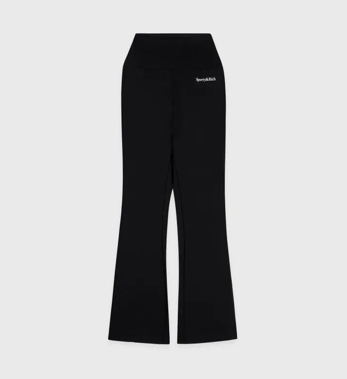 Activewear Women Sporty and Rich Serif Logo Flared Legging 8211 BlackWhite