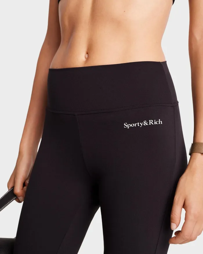 Activewear Women Sporty and Rich Serif Logo Flared Legging 8211 BlackWhite