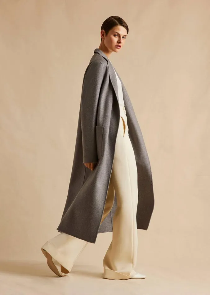 Adam Lippes Abrigo Vanessa De Cashmere Zibelina Cuero Gris Womens Coats and Jackets