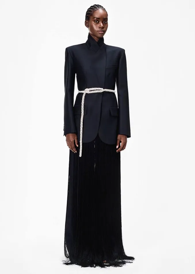 Adam Lippes Artemis Belt Black Fringe Womens Accessories