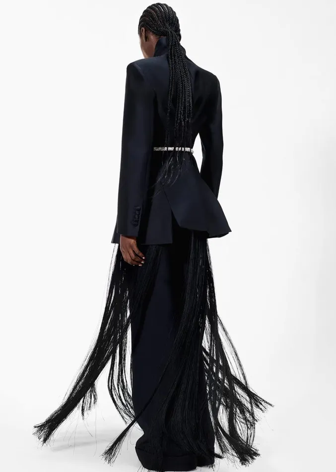 Adam Lippes Artemis Belt Black Fringe Womens Accessories