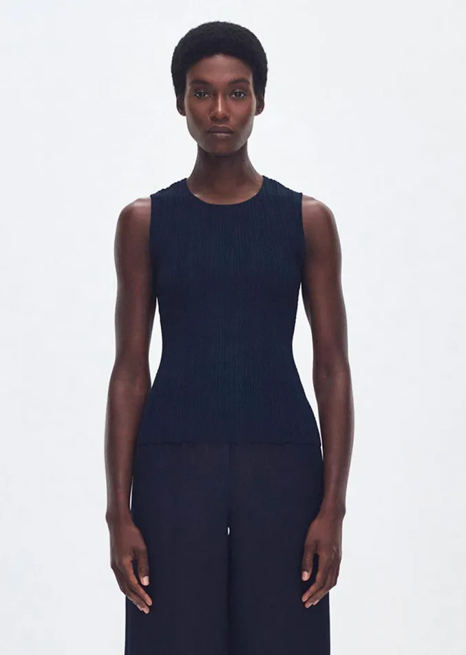 Adam Lippes Brynn Top Navy Womens Sweaters and Knitwear