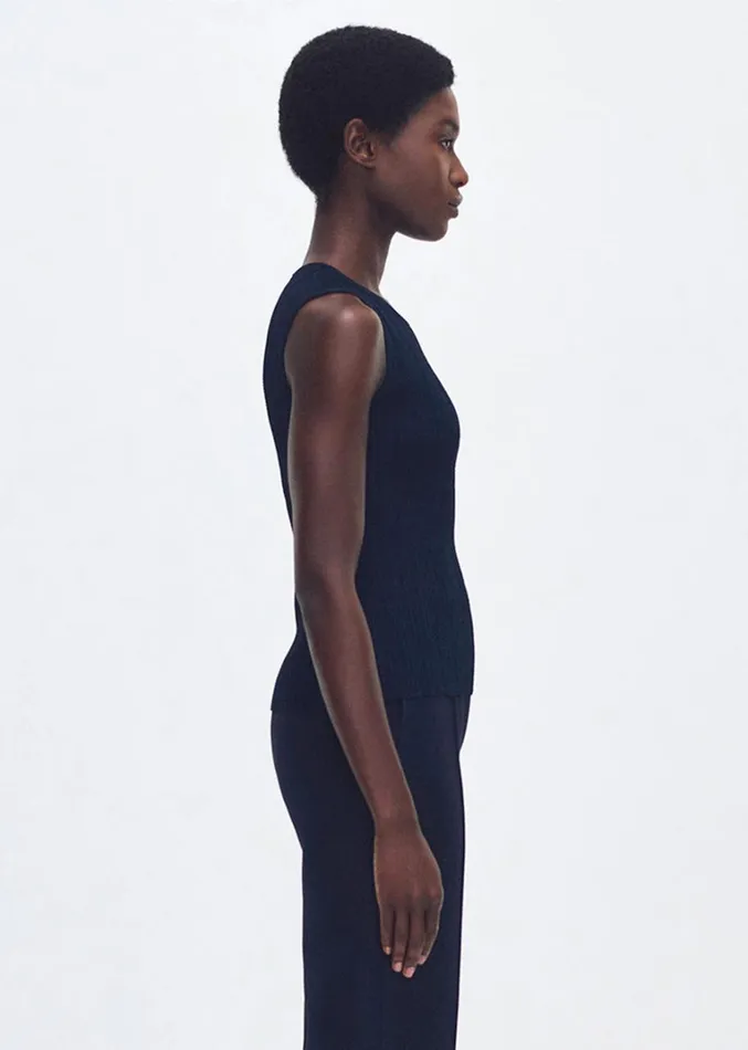 Adam Lippes Brynn Top Navy Womens Sweaters and Knitwear