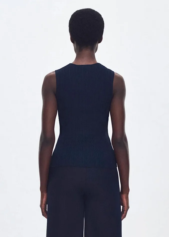 Adam Lippes Brynn Top Navy Womens Sweaters and Knitwear