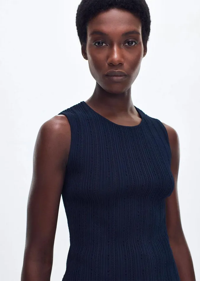 Adam Lippes Brynn Top Navy Womens Sweaters and Knitwear