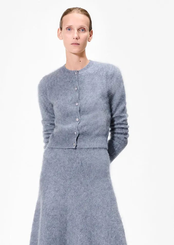 Adam Lippes Cruz Cardigan Heather Grey Womens Sweaters and Knitwear