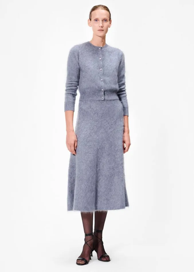 Adam Lippes Cruz Cardigan Heather Grey Womens Sweaters and Knitwear