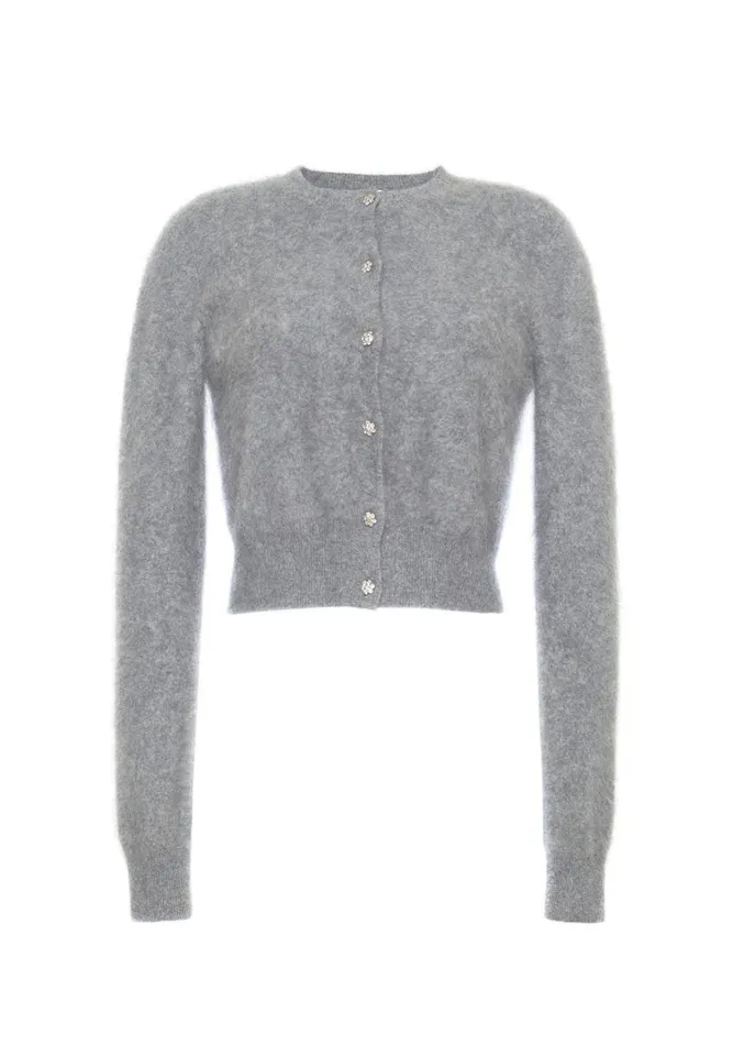 Adam Lippes Cruz Cardigan Heather Grey Womens Sweaters and Knitwear