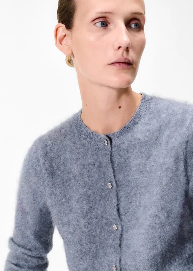 Adam Lippes Cruz Cardigan Heather Grey Womens Sweaters and Knitwear