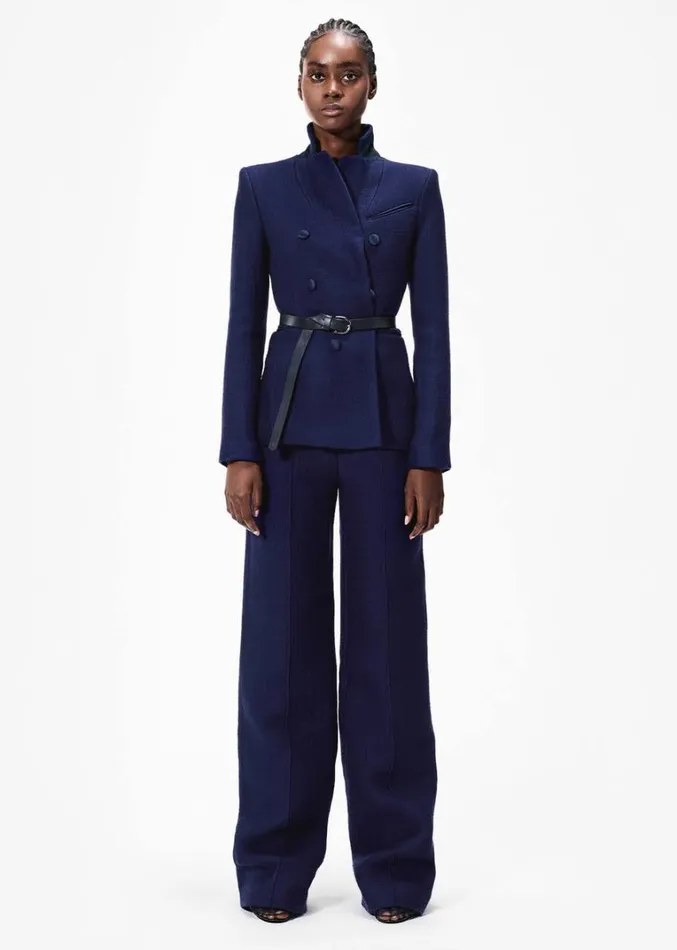 Adam Lippes Full Leg Trouser Navy Womens Pants