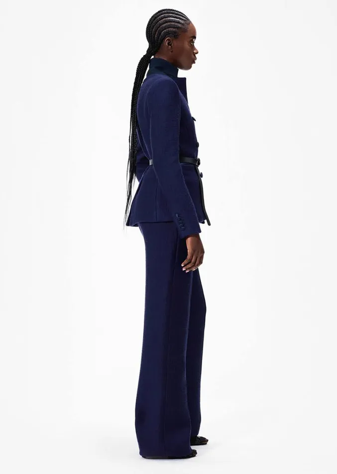 Adam Lippes Full Leg Trouser Navy Womens Pants