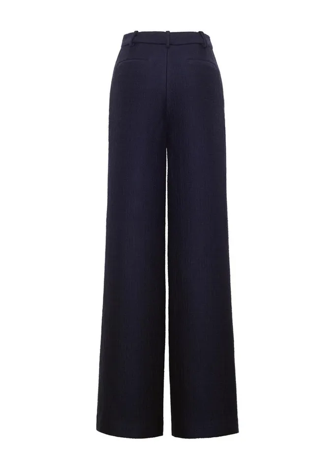 Adam Lippes Full Leg Trouser Navy Womens Pants