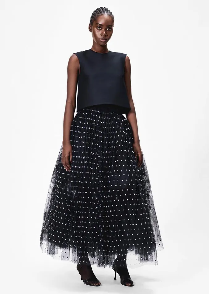 Adam Lippes Fumee Skirt Black Crystal Womens Skirts
