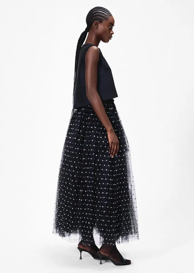 Adam Lippes Fumee Skirt Black Crystal Womens Skirts