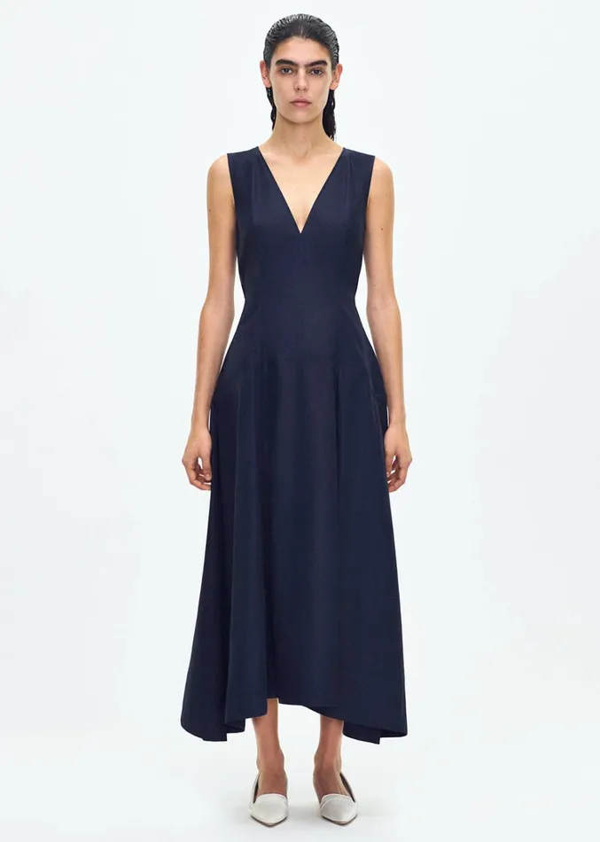 Adam Lippes Harlow Dress Navy Womens Dresses