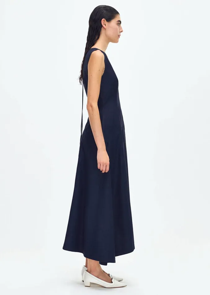 Adam Lippes Harlow Dress Navy Womens Dresses