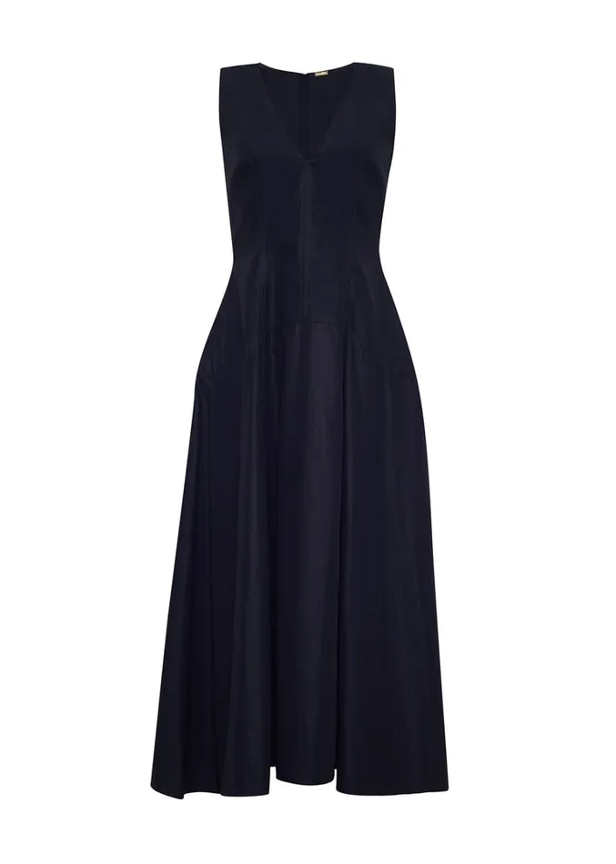 Adam Lippes Harlow Dress Navy Womens Dresses