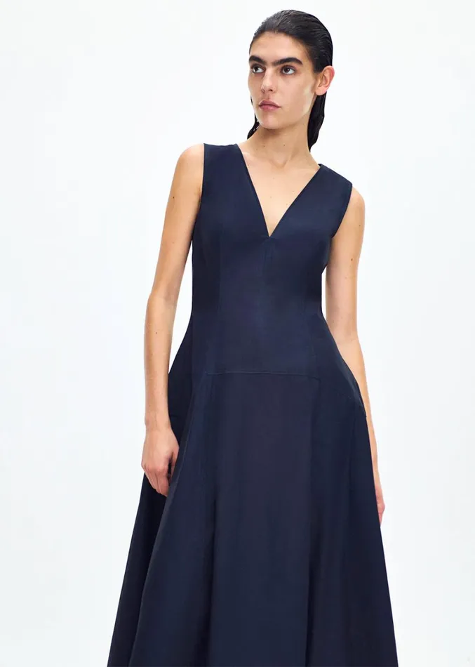 Adam Lippes Harlow Dress Navy Womens Dresses