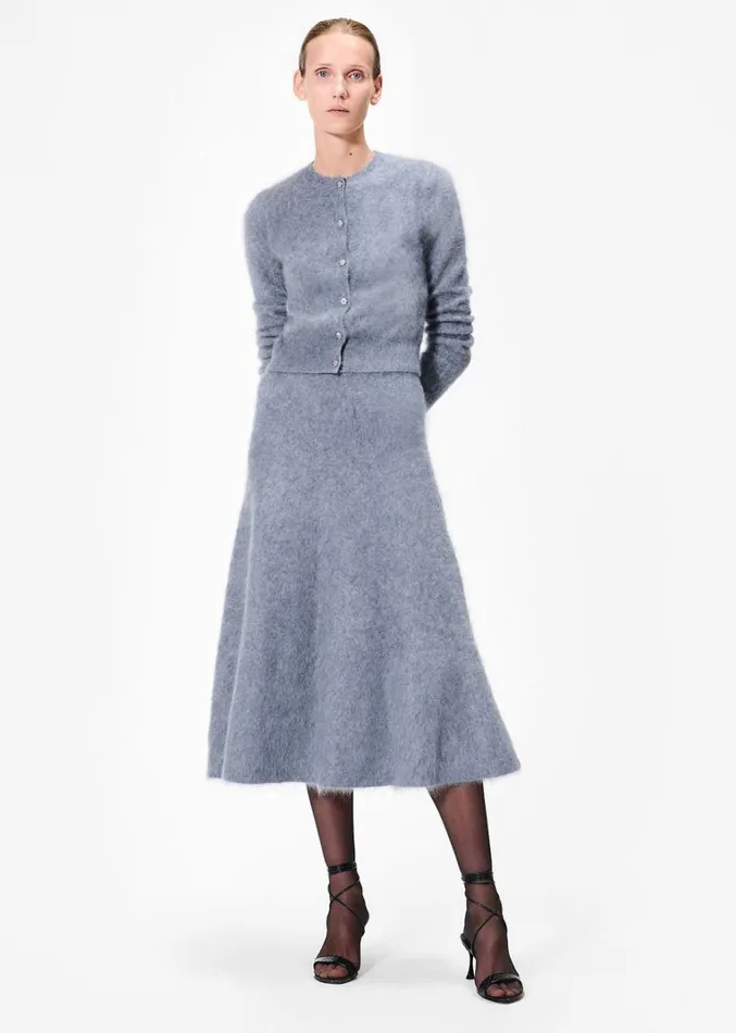 Adam Lippes Muriel Skirt Heather Grey Womens Sweaters and Knitwear