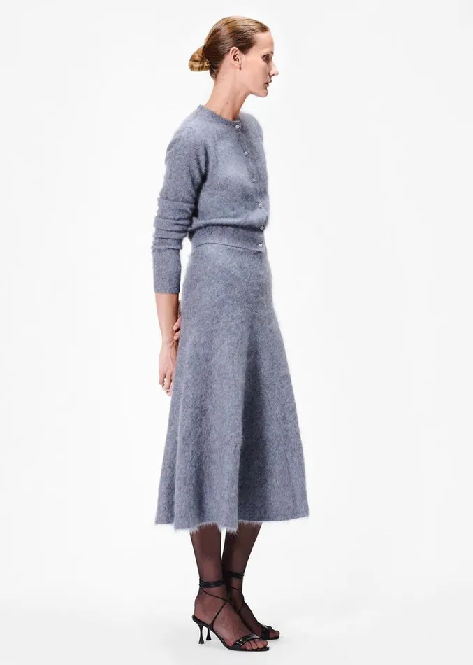 Adam Lippes Muriel Skirt Heather Grey Womens Sweaters and Knitwear