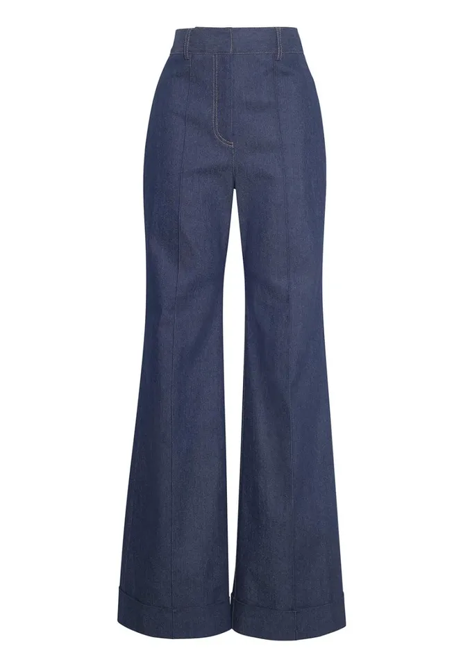 Adam Lippes Pantaln Deeda En Denim Aclarado Oscuro ndigo Womens Pants