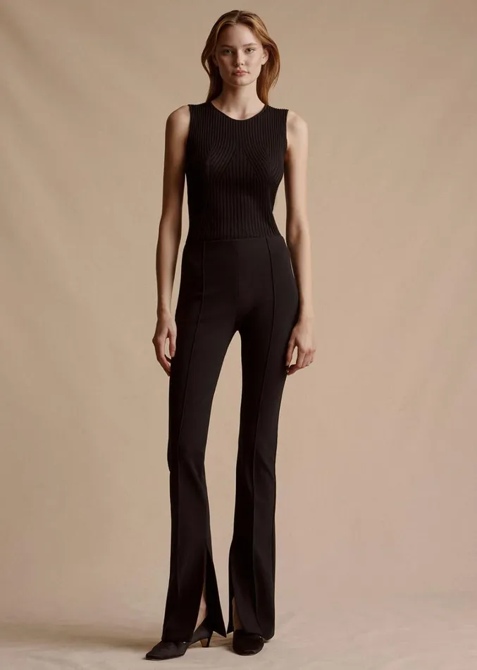 Adam Lippes Pantaln Eva Flare De Neopreno Adherido Negro Womens Pants