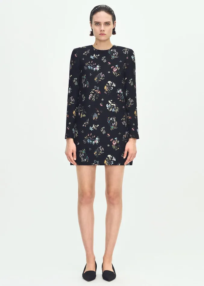 Adam Lippes Tilley Dress Black Floral Womens Dresses
