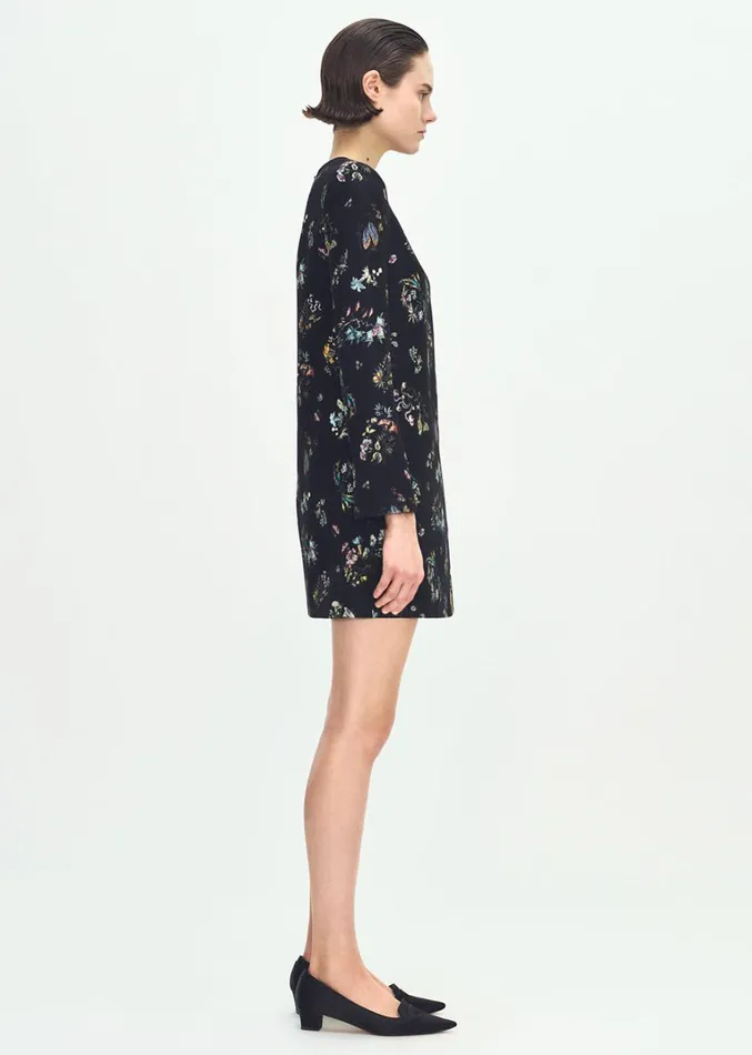 Adam Lippes Tilley Dress Black Floral Womens Dresses