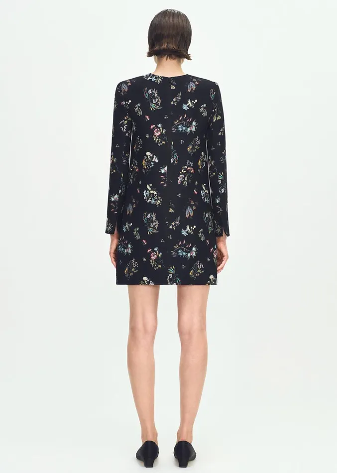 Adam Lippes Tilley Dress Black Floral Womens Dresses