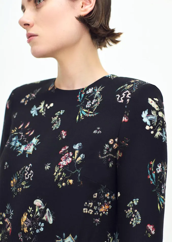 Adam Lippes Tilley Dress Black Floral Womens Dresses