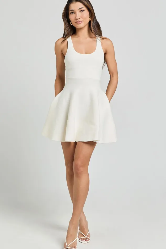 Addison Mini Dress 8211 Recycled Polyester Knitted Scoop Neck Dress In Ivory Women Showpo Dresses