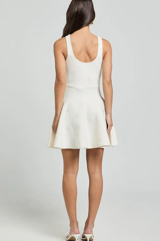 Addison Mini Dress 8211 Recycled Polyester Knitted Scoop Neck Dress In Ivory Women Showpo Dresses