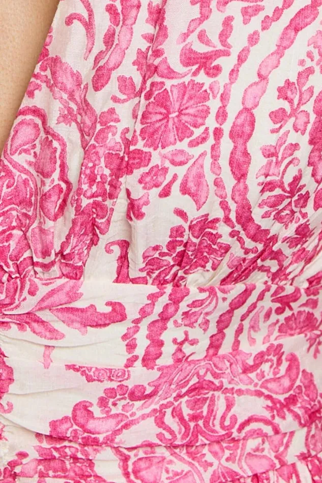 Adea Mini Dress 8211 Plunge Puff Sleeve Tiered Dress In Pink Floral Women Showpo Dresses