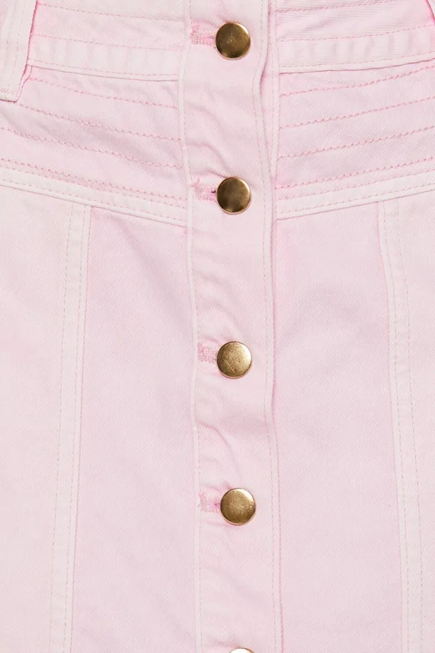 Aeza Mini Skirt 8211 Button Fly Denim Skirt In Pink Women Showpo Denim