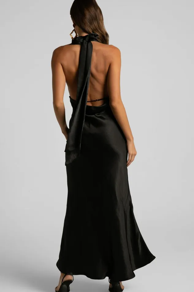 Aiyana Midi Dress 8211 Halter Neck Satin Dress In Black Women Showpo Dresses Aiyana Midi Dress 8211 Halter Neck Satin Dress In Black Women Showpo Dresses