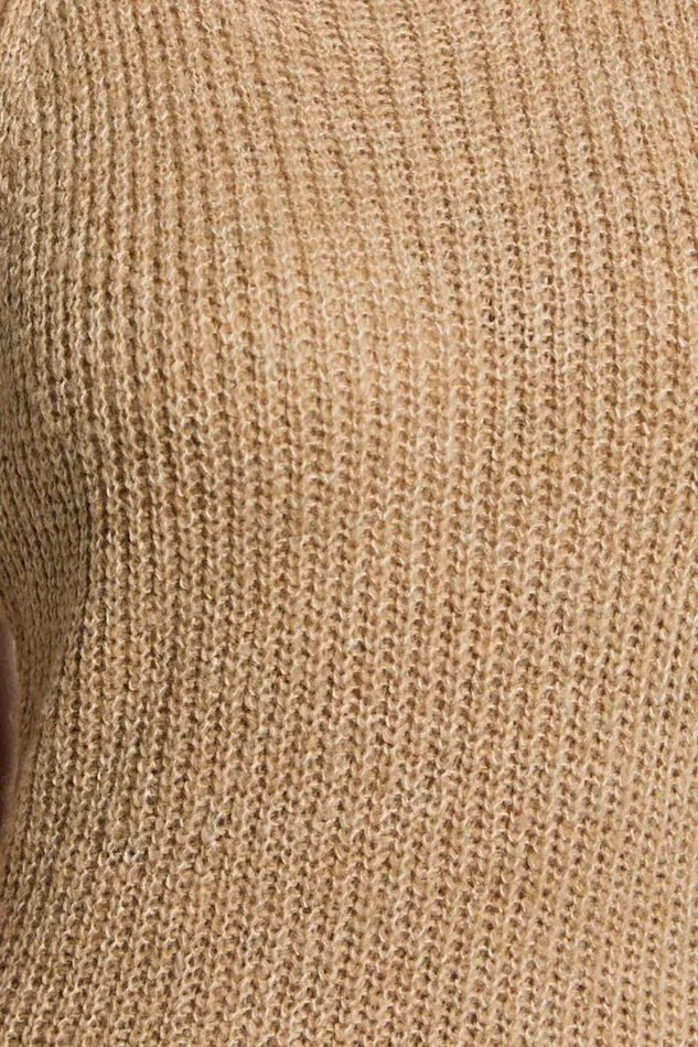Alaina Midi Dress 8211 Recycled Polyester Knitted Roll Neck Dress In Caramel Women Showpo Knitwear