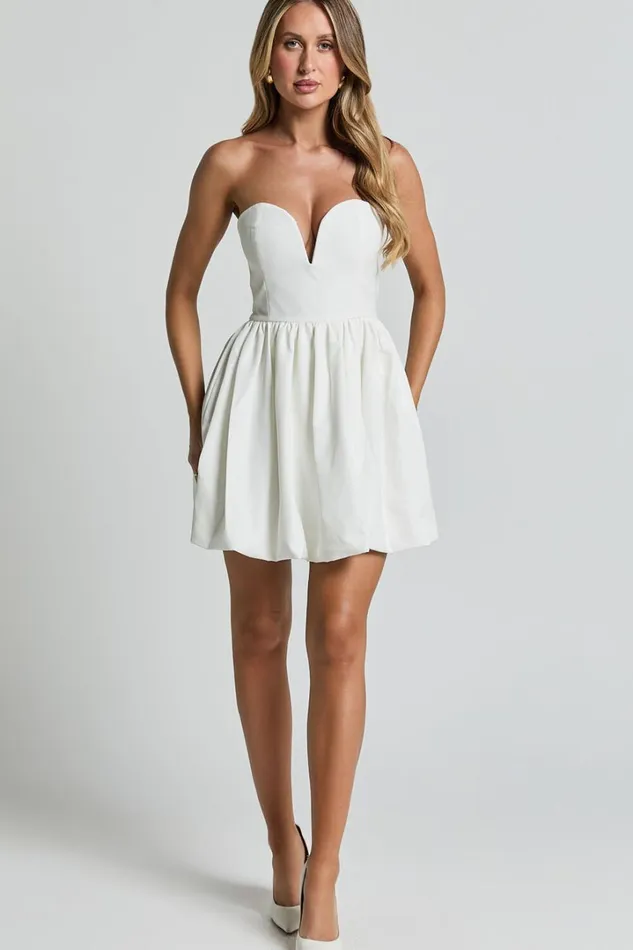 Alesia Mini Dress 8211 Strapless Bubble Hem Mini Dress In White Women Showpo Dresses