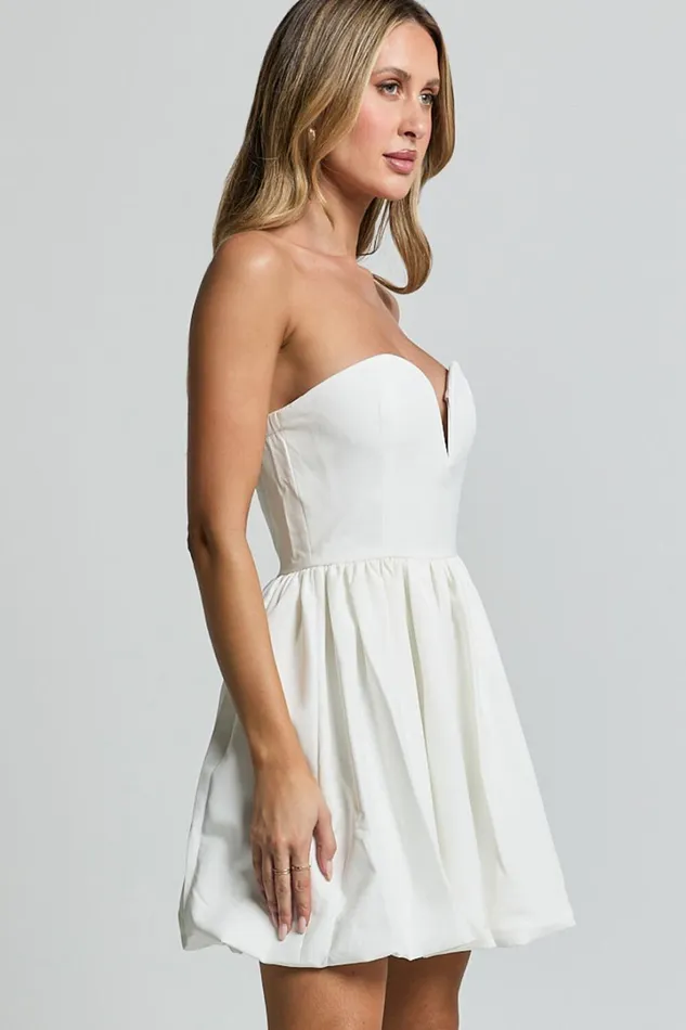 Alesia Mini Dress 8211 Strapless Bubble Hem Mini Dress In White Women Showpo Dresses
