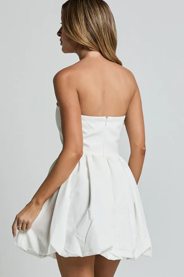 Alesia Mini Dress 8211 Strapless Bubble Hem Mini Dress In White Women Showpo Dresses