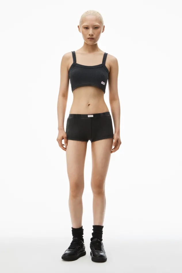 Alexander Wang Bodywear Boy Short In WaffleKnit Cotton Stretch